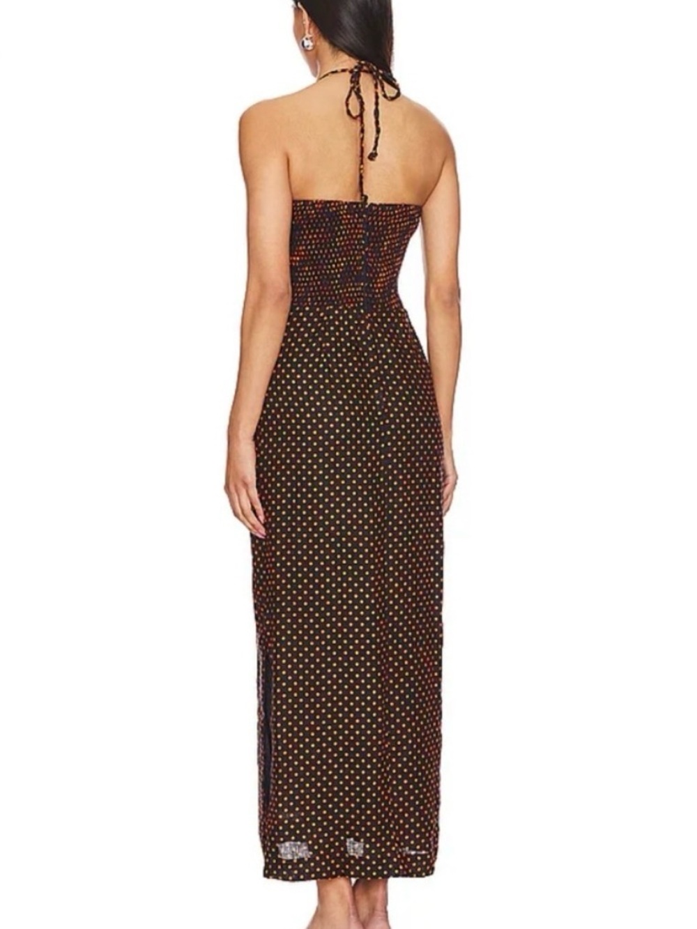 Faithfull the Brand the Strapless Polka Dot Maxi Dress in Brown - Picture 2 of 8